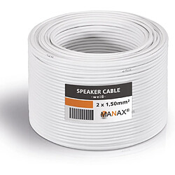 MANAX Câble d'enceinte 2 x 1,5 mm² Blanc 30 m