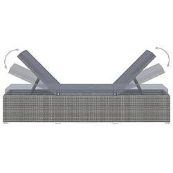 Acheter Helloshop26 Transat chaise longue bain de soleil lit de jardin terrasse meuble d'extérieur avec coussin résine tressée gris 02_0012508