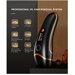 Chrono Épilation au laser pour femmes et hommes, appareil d'épilation permanente IPL, 999 900 flashs, noir