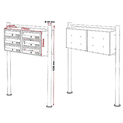 Avis Helloshop26 Bloc 6 boites aux lettres sur pied 2x3 compartiments superposés acier inoxydable 16_0000044