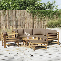 vidaXL Salon de jardin 8 pcs avec coussins taupe bambou