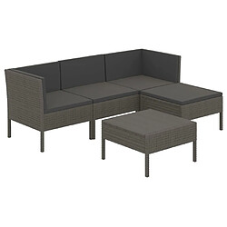 Maison Chic Salon de jardin 5 pcs + coussins - Mobilier/Meubles de jardin - Table et chaises d'extérieur Résine tressée Gris -MN81410