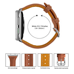 Bracelet en cuir véritable attache rapide, marron pour votre Oppo Watch 41mm