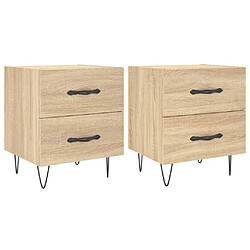 Maison Chic Lot de 2 Tables de chevet - Tables de Nuit chêne sonoma 40x35x47,5 cm