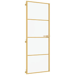 vidaXL Porte intérieure mince doré 76x201,5 cm verre trempé aluminium