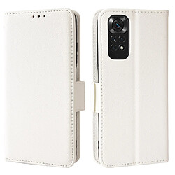 Etui en PU texture litchi, fermeture aimantée, antichoc avec support blanc pour votre Xiaomi Redmi Note 11 4G (Qualcomm)/Redmi Note 11S 4G