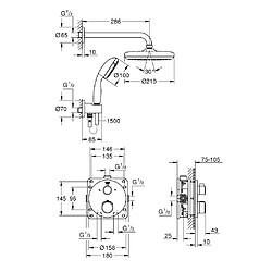 GROHE - Set de douche à encastrer double sorties Grohtherm 1000