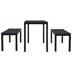 Avis Salle à manger de jardin 3 pcs,Table et chaise à dîner acier et WPC noir -MN37337