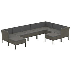 Maison Chic Salon de jardin 9 pcs + coussins - Mobilier/Meubles de jardin - Table et chaises d'extérieur Résine tressée Gris -MN86964