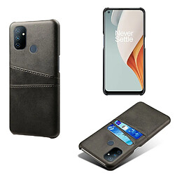 Coque en TPU + PU avec double porte-cartes noir pour votre OnePlus Nord N100