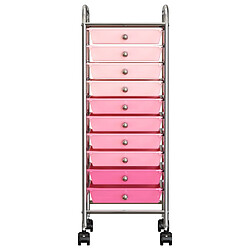 Avis vidaXL Chariot de rangement mobile à 10 tiroirs Ombre Rose Plastique