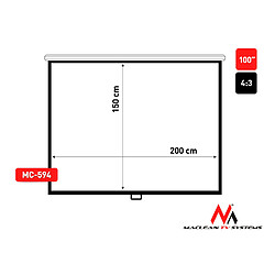 Écran de projection Maclean MC-594 100" 4:3 200x150 à verrouillage automatique
