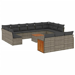 Maison Chic Salon de jardin avec coussins 14 pcs, Ensemble Tables et chaises de jardin, gris résine tressée -GKD790725