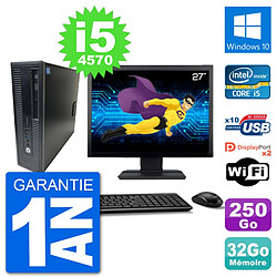 PC HP 800 G1 Ecran 27" Core i5-4570 RAM 32Go Disque 250Go Windows 10 Wifi - Occasion