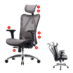 Decoshop26 Fauteuil de bureau siège et dossier de forme ergonomique siège pivotant et réglable revêtement en maille gris 04_0006217