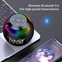 Universal Alarme cool haut-parleur alarme bluetooth mini-subwoofer carte radio petit haut-parleur téléphone horloge audio louange haut parleur portable (noir) pas cher