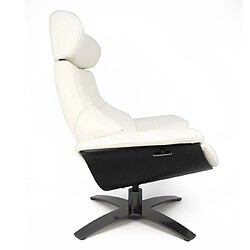 MY NEW DESIGN ANTARES - Fauteuil Cuir Blanc et Coque en Chêne Noir