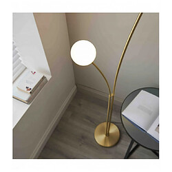 Endon Lampadaire Bloom en Acier , Plaque en laiton satiné et verre opale pas cher