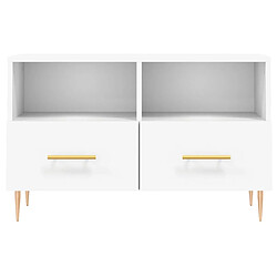 Maison Chic Meuble TV scandinave - Banc TV pour salon Blanc 80x36x50 cm Bois d'ingénierie -MN45175 pas cher