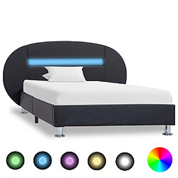 vidaXL Cadre de lit avec LED sans matelas noir similicuir 90x200 cm