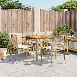 Maison Chic Ensemble à manger d'extérieur 5 pcs avec coussins,Salon de jardin,Mobilier de jardin Beige poly rotin -GKD596620