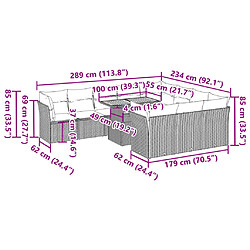 Acheter vidaXL Salon de jardin 11 pcs avec coussins noir résine tressée