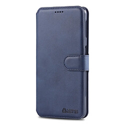 Wewoo Housse Coque Pour Galaxy A50 AZNS Étui en cuir avec rabat magnétique et texture de mollet support et fentes cartes et cadre photo Bleu