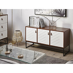 Beliani Commode effet bois foncé et blanche 3 portes NUEVA