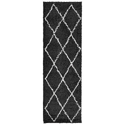 vidaXL Tapis shaggy à poils longs moderne noir et crème 80x250 cm