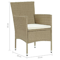 vidaXL Chaises à manger de jardin lot de 4 Résine tressée Beige pas cher