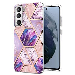 Coque en TPU anti-rayures, 2.0mm, motif marbre, électroplaqué IMD violet clair pour votre Samsung Galaxy S21 FE 5G