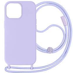 Avizar Coque Cordon pour iPhone 15 Pro Lanière Tour du Cou 80cm série Corda Violet