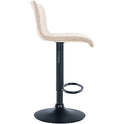 Decoshop26 Tabouret de bar avec repose-pieds pivotant dossier incurvé en tissu crème et métal noir 10_0004960