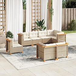 vidaXL Salon de jardin avec coussins 8 pcs beige résine tressée