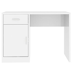 Maison Chic Bureau solide,Table de travail,Bureau d'ordinateur avec tiroir et armoire Blanc brillant 100x40x73 cm -GKD92386 pas cher