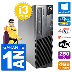 PC Lenovo ThinkCentre M81 SFF Intel i3-2100 RAM 4Go Disque 250Go Windows 10 Wifi - Occasion