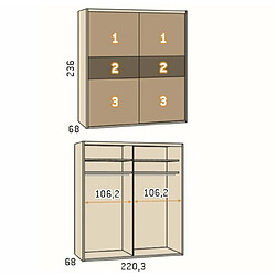 Inside 75 Armoire 2 portes coulissantes encastrées 220,3 x 236 caisse Legend façade Legend Basalto Laquée