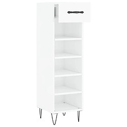 Maison Chic Armoire à chaussure 30x35x105 cm,Meuble à Chaussures Blanc brillant Bois ingénierie -MN46259 pas cher