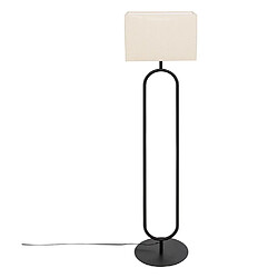 Pegane Lampe suspendue, Suspension luminaire droit en Lin beige et métal coloris Noir - Longueur 38 x Profondeur 28 x Hauteur 154 cm