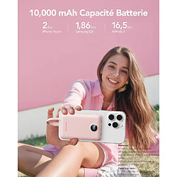 Avis SANAG Batterie Externe 10000Mah, Power Bank Charge Rapide Pd 22.5W Avec Câbles Intégrés Usb C Sortie, Mince Légère Portable Chargeur Affichage Led, Universel Compatible Iphone/Samsung (Rose)