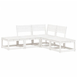 Maison Chic Salon de jardin 5 pcs | Ensemble de Table et chaises | Mobilier d'Extérieur blanc bois massif de pin -GKD61767