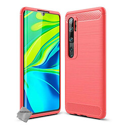 Htdmobiles Coque silicone gel carbone pour Xiaomi Mi Note 10 + film ecran - ROUGE