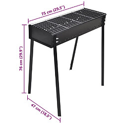 Acheter vidaXL Support de barbecue au charbon de bois Carré 75x28 cm