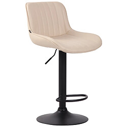 Decoshop26 Lot de 2 tabourets de bar chaises hautes en PVC crème coutures verticales support en métal noir 10_0004279