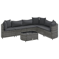 vidaXL Salon de jardin avec coussins 7 pcs gris résine tressée