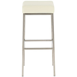 Decoshop26 Tabouret de bar design moderne assise confortable en synthétique crème pieds acier inoxydable brossé 10_0000643