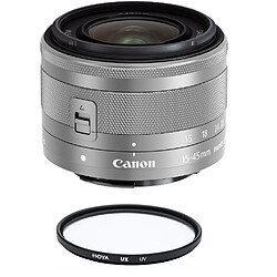 CANON EF-M 15-45mm F3.5-6.3 IS STM Silver (White Box) + HOYA UX UV 49mm Filter