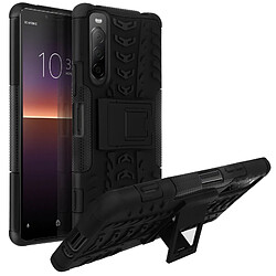 Avizar Coque Sony Xperia 10 II Protection Bi-matière Antichoc Béquille Support Noir