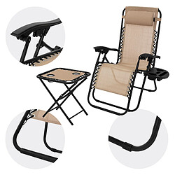 Acheter ML-Design Set 2x chaise longue avec table et appui-tête+porte-boisson bain de soleil taupe