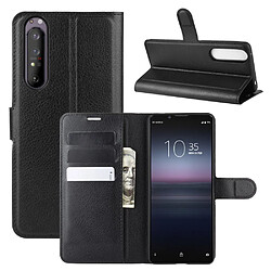 Etui en PU avec support coloré noir pour votre Sony Xperia 1 II